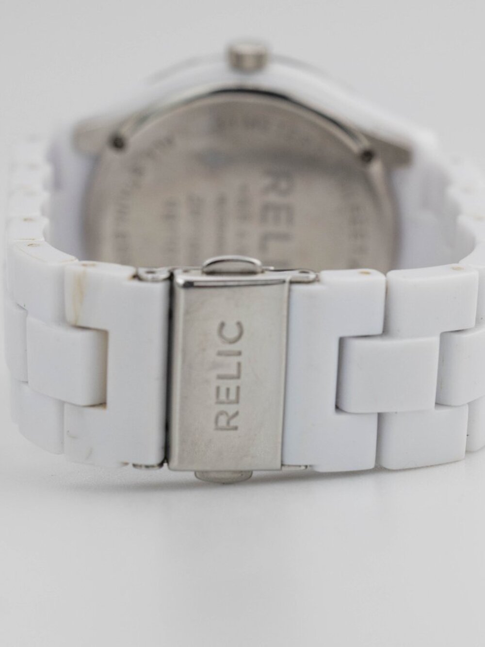 Relic Starla ZR11898 White Crystal Bezel Quartz Analog Women's Watch New Battery - Picture 4 of 9